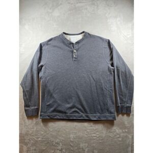 Abercrombie Fitch Henley Sweatshirt Men XXL Grey Long Sleeve Henley Fleece *Read
